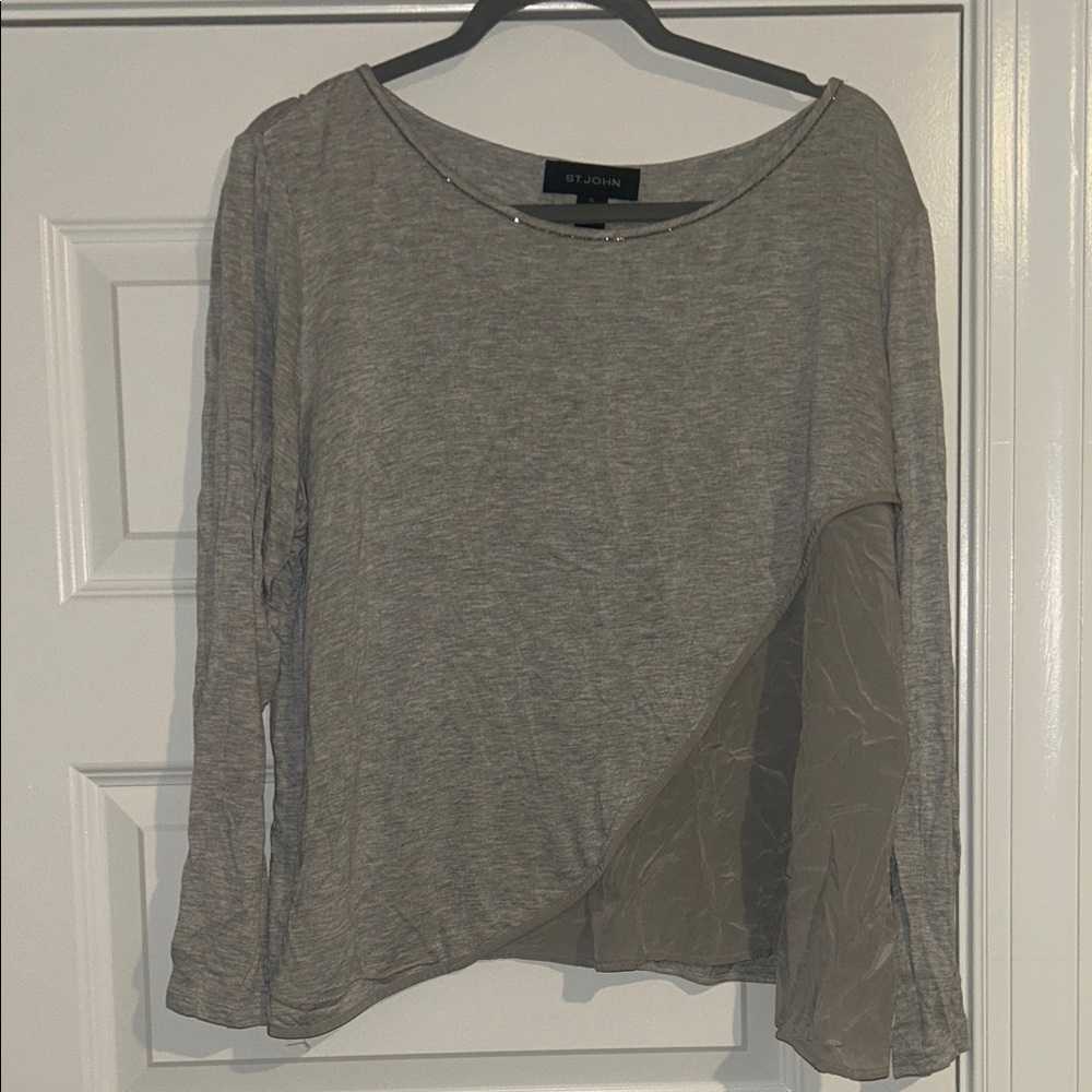 St. John Elegant Gray Long Sleeve Top